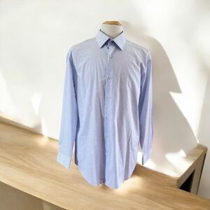 George Austin Men’s Tailored Fit Long Sleeves Shirt Blue&White Size 17.5 34-35.